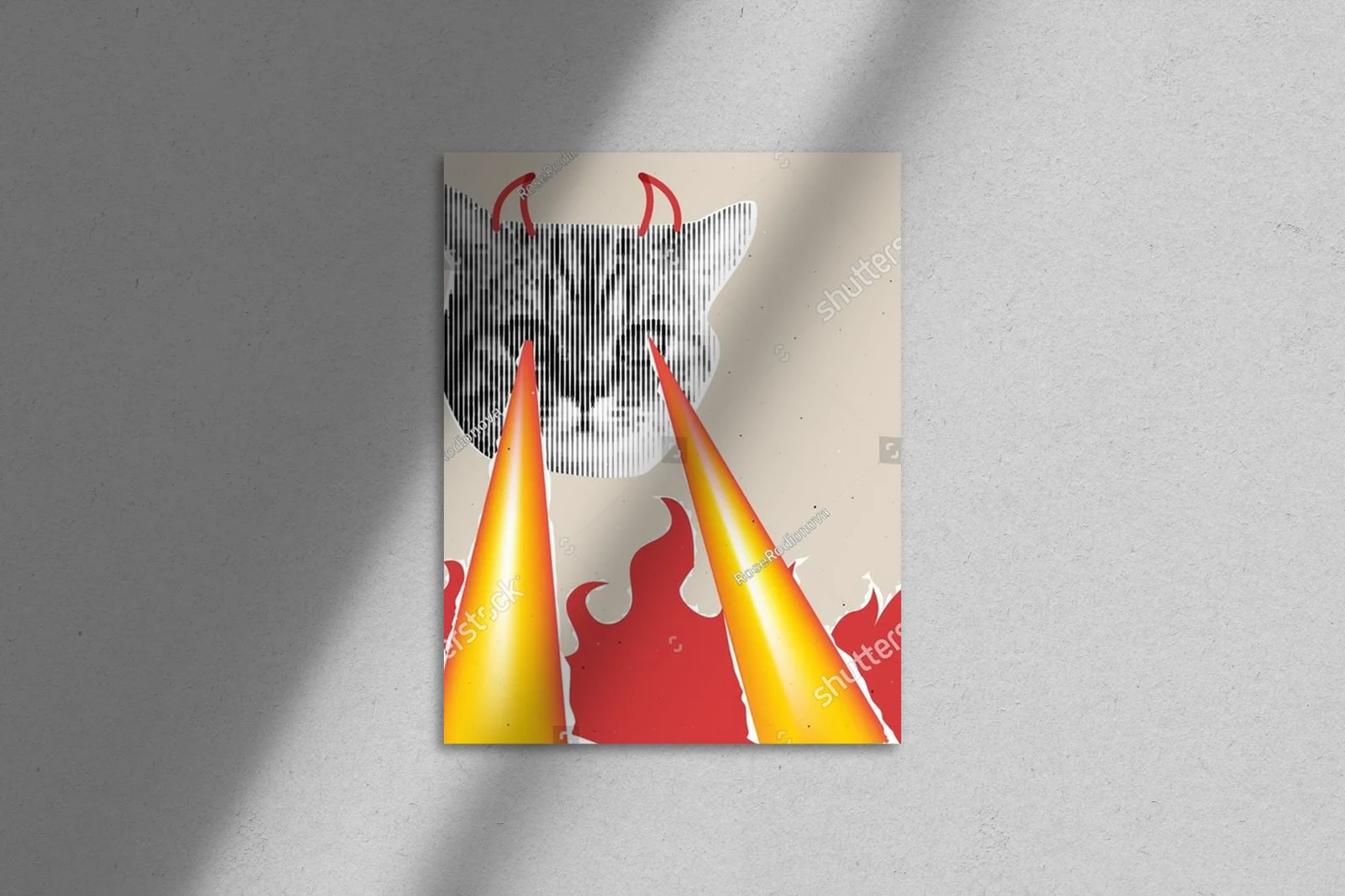 Psychedeliczny banner z demonicznym kotem