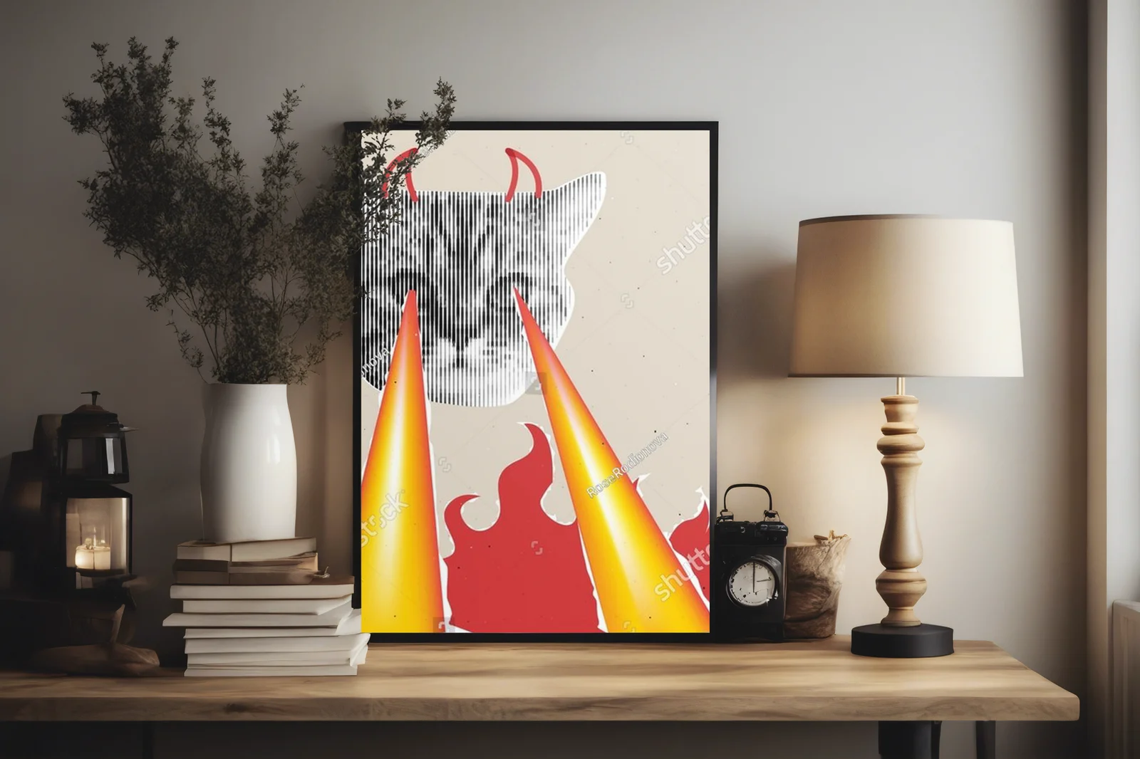 Psychedeliczny banner z demonicznym kotem