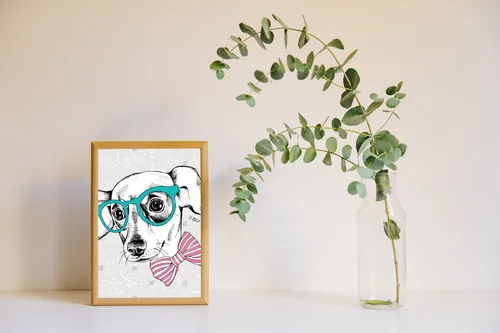 Stylowy portret Chihuahuy w okularach