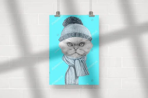 Urokliwy portret perskiego kota w stylu retro