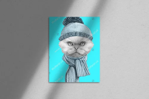 Urokliwy portret perskiego kota w stylu retro