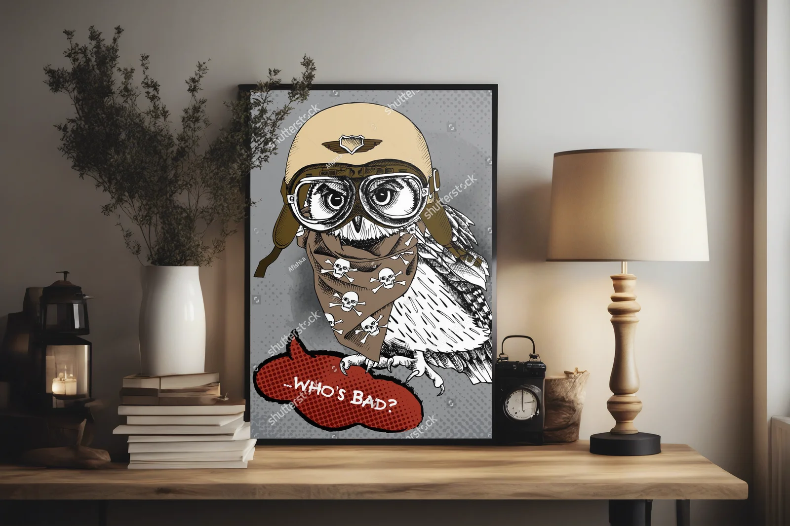 Stylowy sowa w retro wydaniu na motocyklu