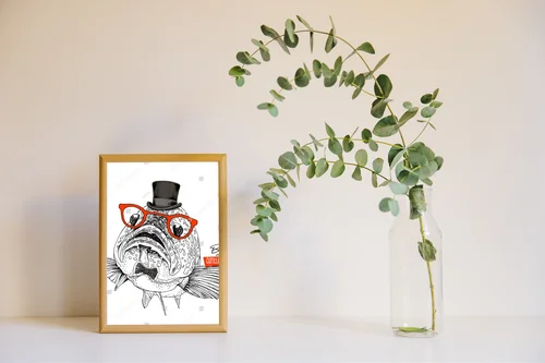 Elegancki rybak w śmiesznym kapeluszu