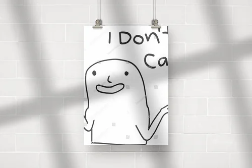 Zabawny mem z serii 'idk i don't care' w minimalistycznym stylu