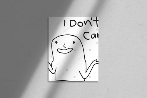 Zabawny mem z serii 'idk i don't care' w minimalistycznym stylu