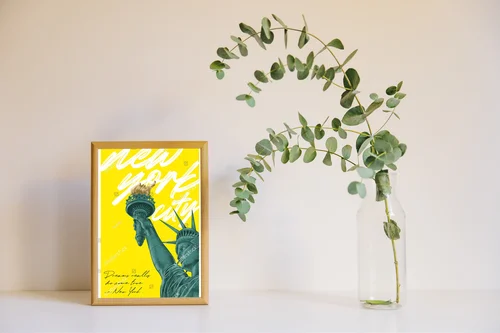 Nowojorska typografia z symbolem wolności