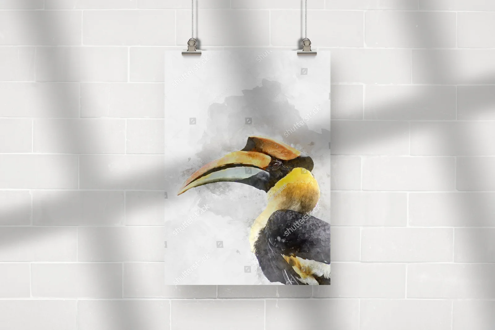 Zjawiskowy hornbill w odcieniach leśnej szarości
