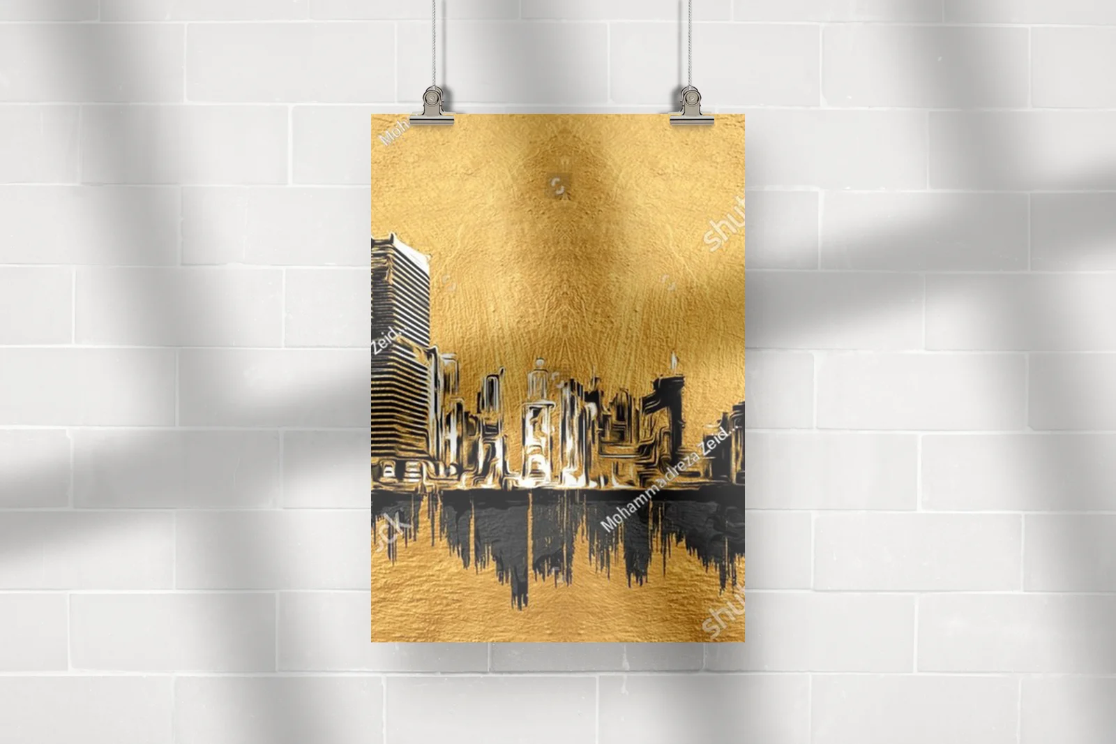 Nowoczesna panorama Dubaju w złotych odcieniach