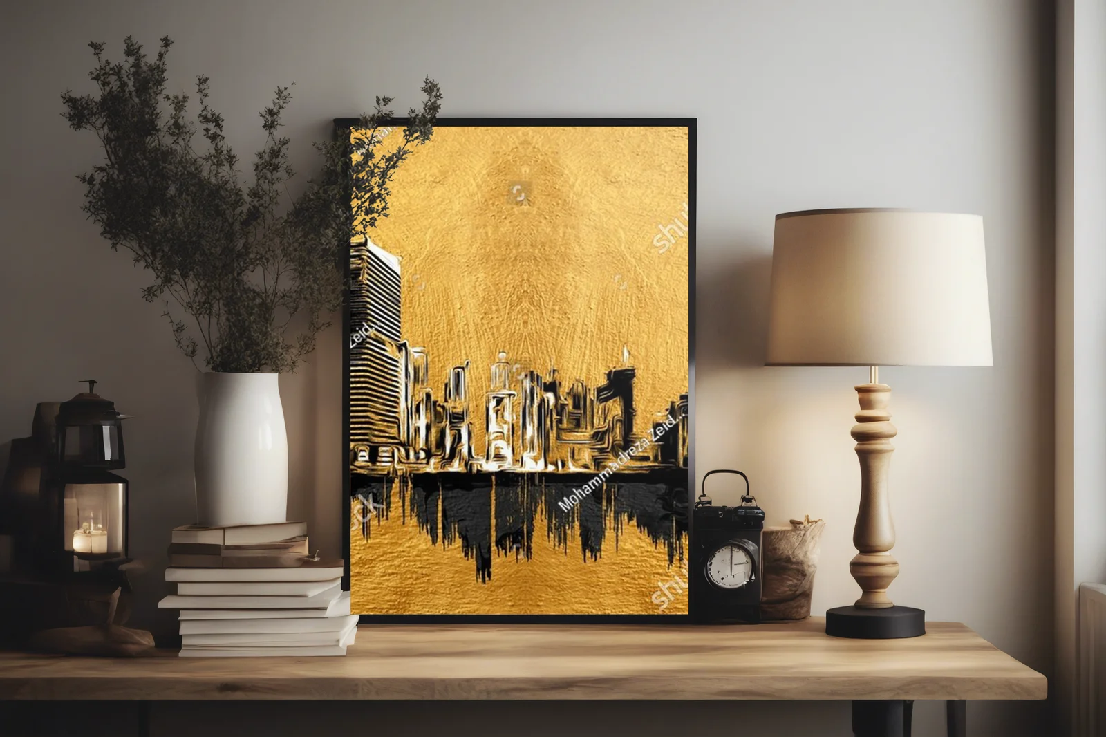Nowoczesna panorama Dubaju w złotych odcieniach