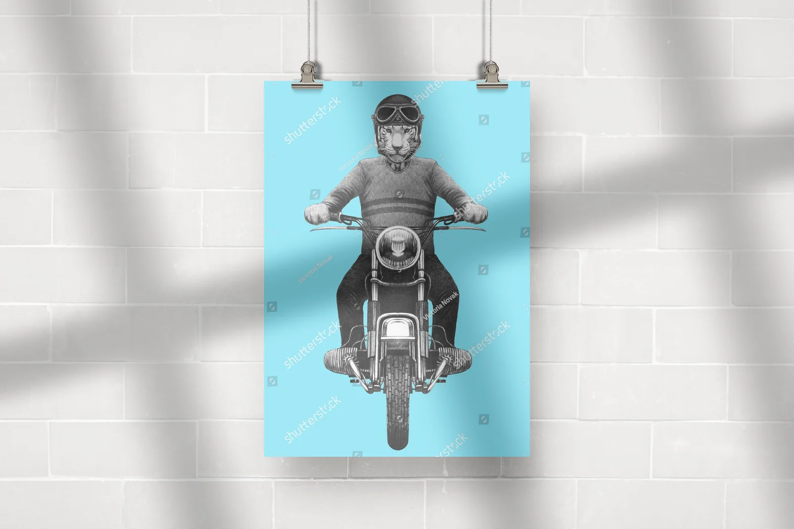 Uroczy tygrys na motocyklu w pastelowych odcieniach