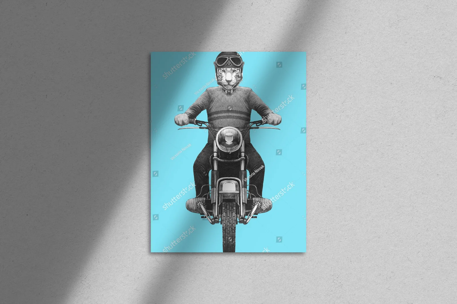 Uroczy tygrys na motocyklu w pastelowych odcieniach