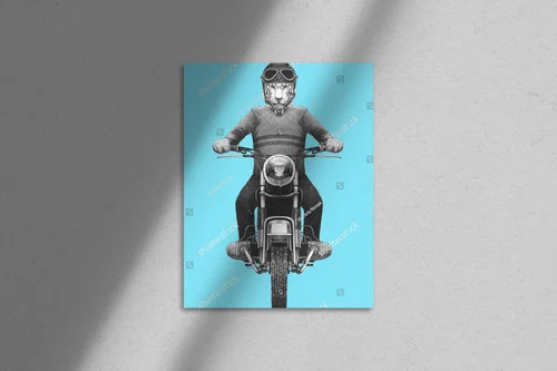 Uroczy tygrys na motocyklu w pastelowych odcieniach