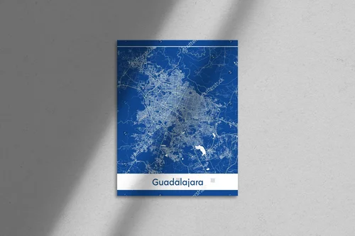 Urokliwa mapa Guadalajary w niebieskich odcieniach