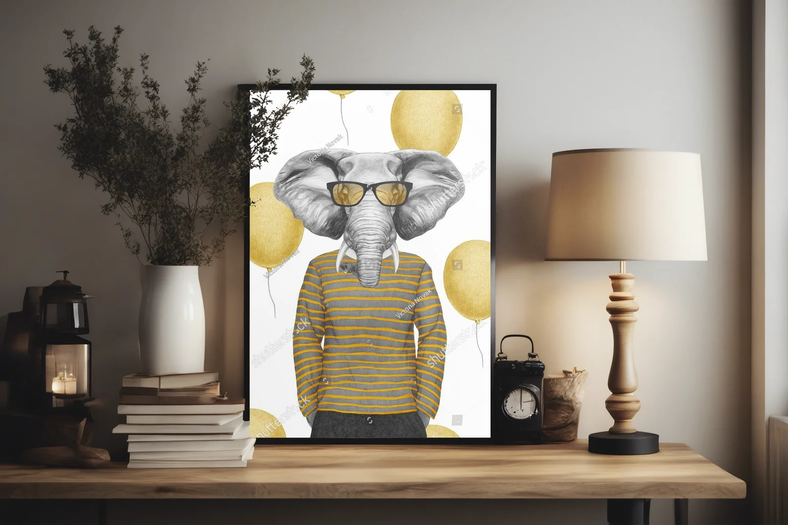 Zabawny portret słonia w stylu retro