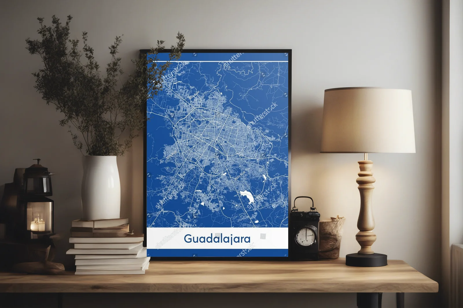 Urokliwa mapa Guadalajary w niebieskich odcieniach