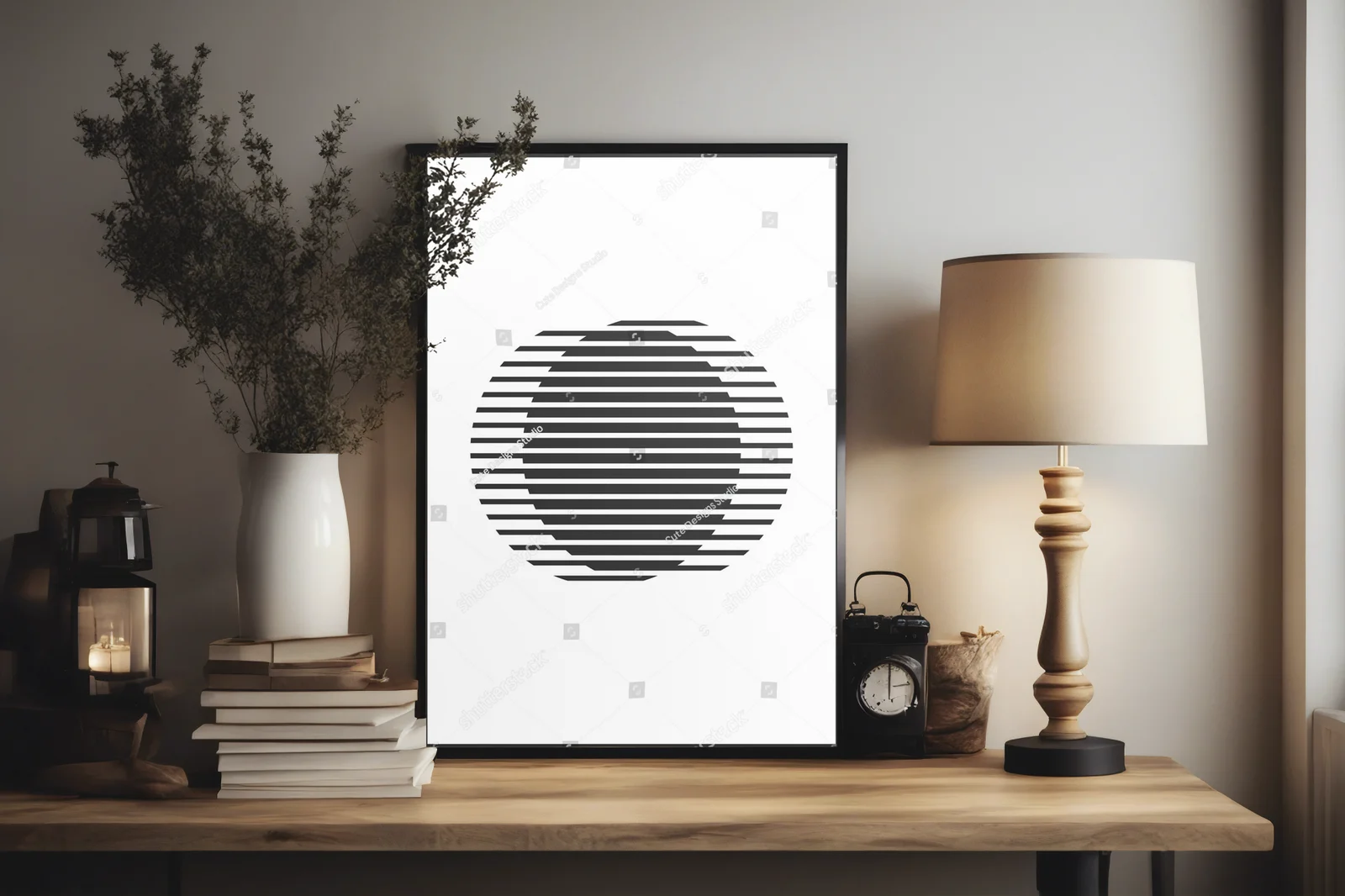 Minimalistyczna geometryczna kompozycja inspirowana latami 20.