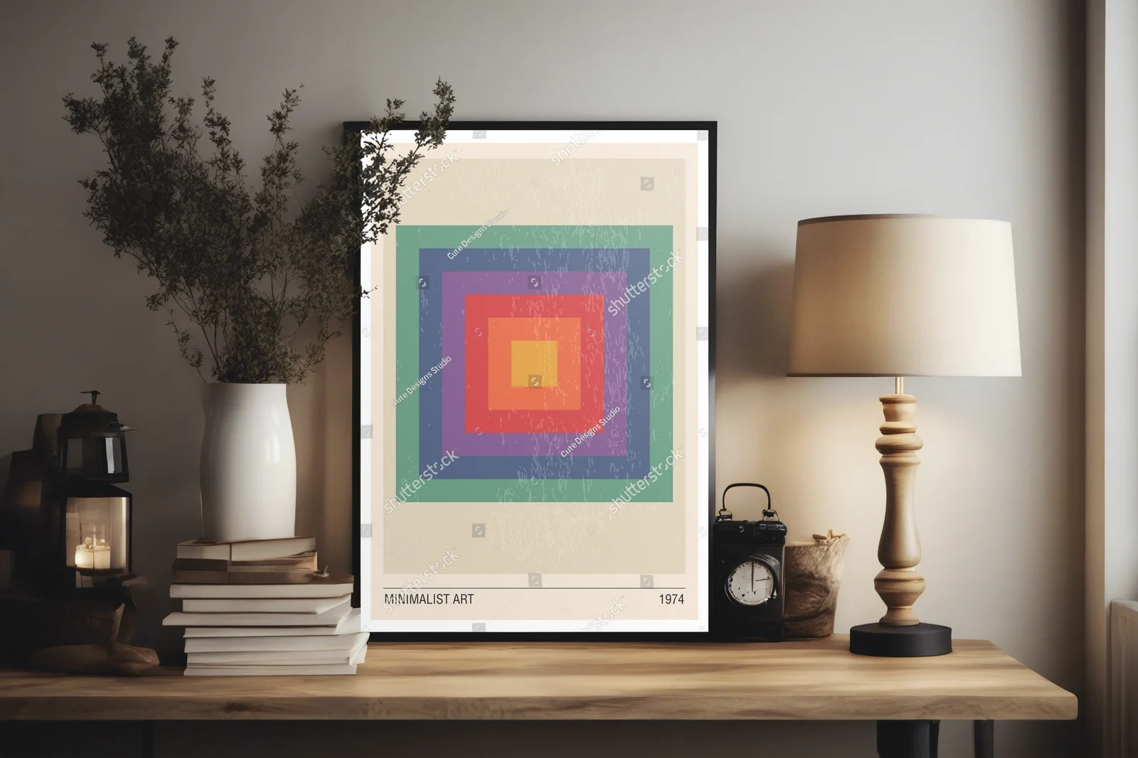 Minimalistyczne geometryczne dzieło sztuki w pastelach
