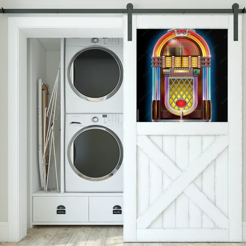 Stylowa symetria czarnego retro jukeboxa