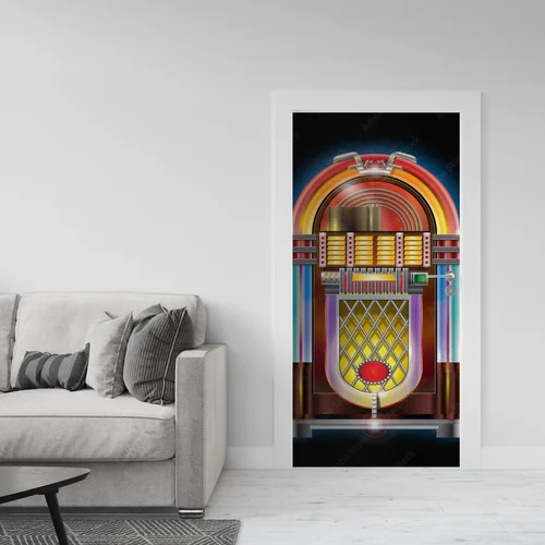 Stylowa symetria czarnego retro jukeboxa