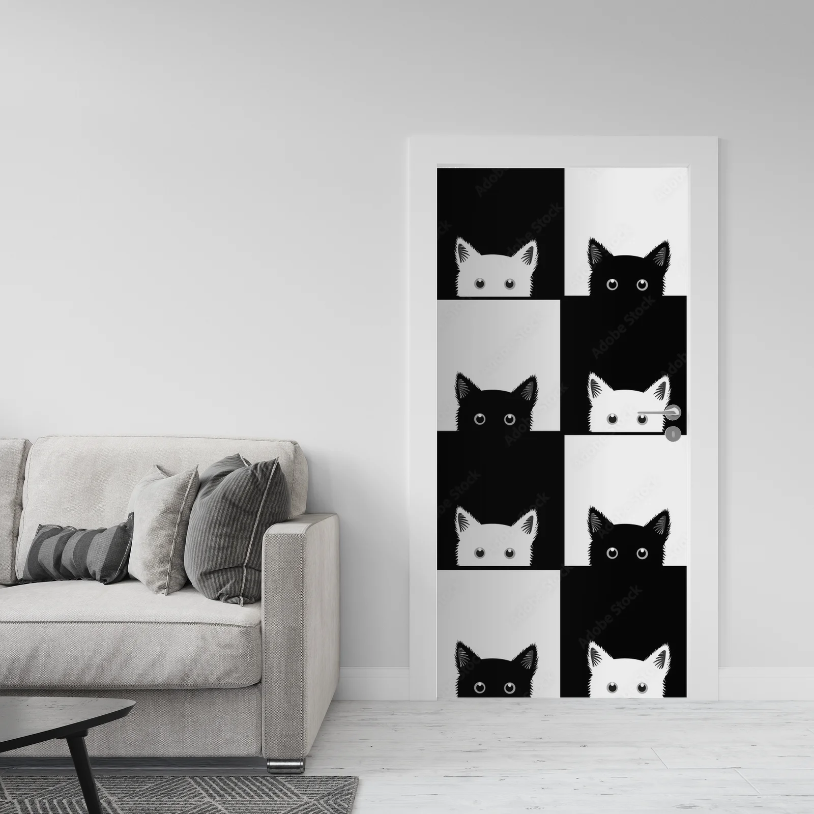 Szachownica kota w minimalistycznym kontrastach