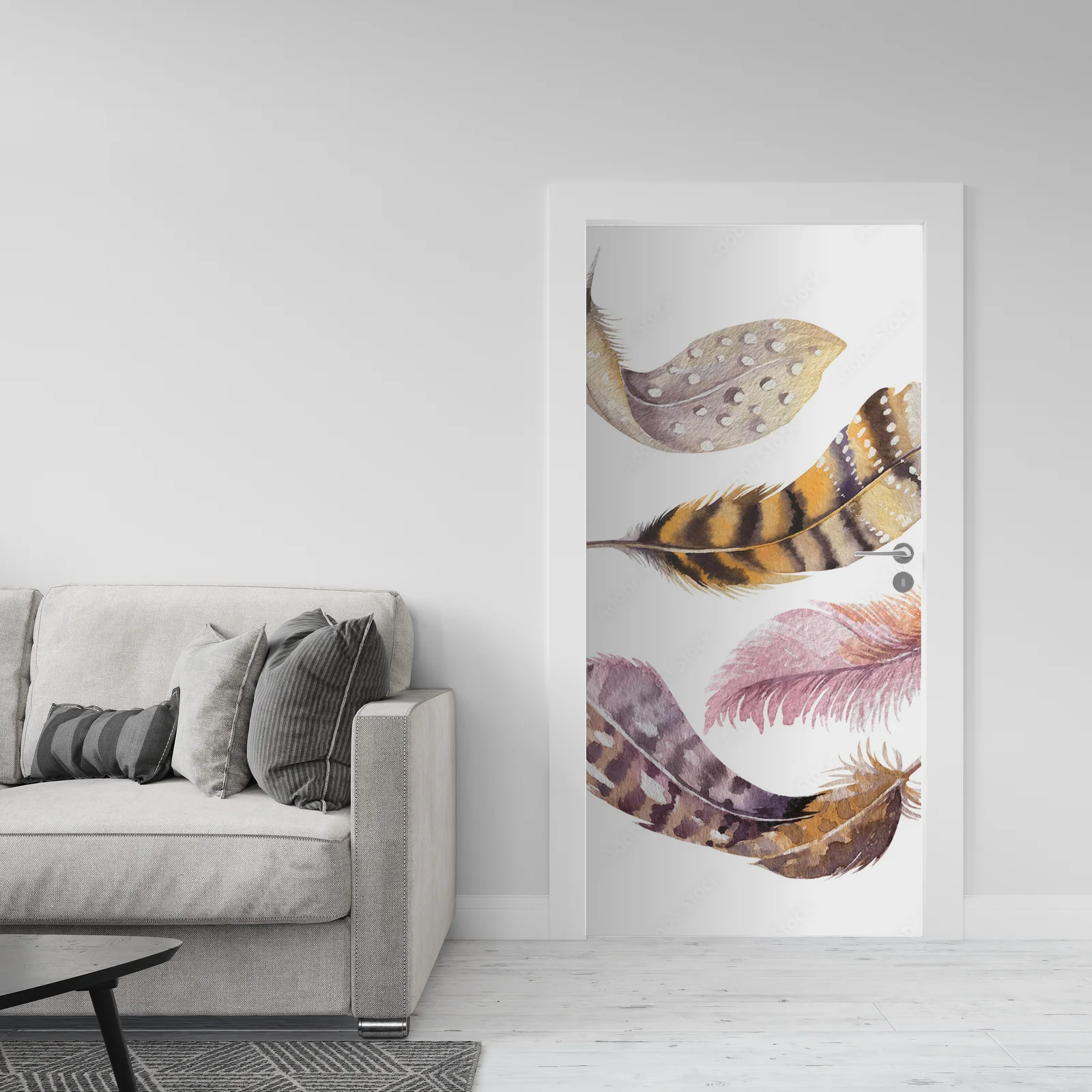 Żywe akwarelowe pióra w boho stylu ręcznie wykonane
