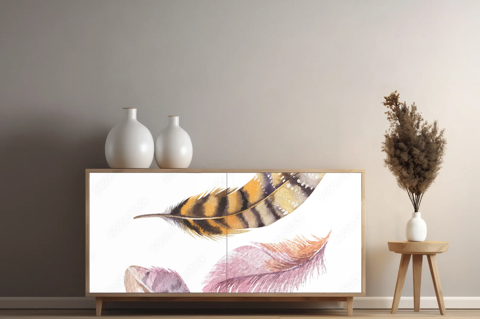 Żywe akwarelowe pióra w boho stylu ręcznie wykonane