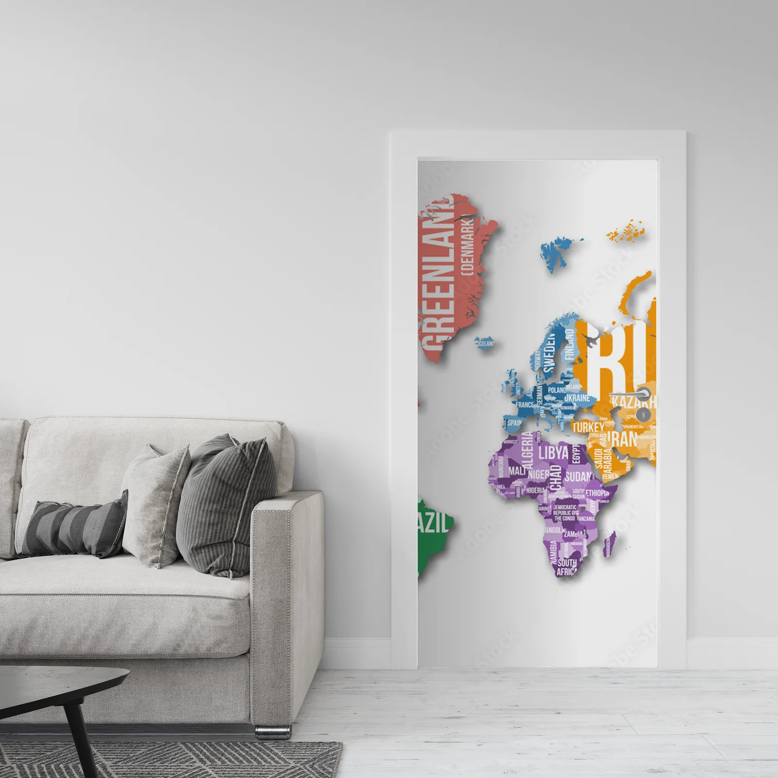 Szczegółowa mapa świata w eleganckich odcieniach