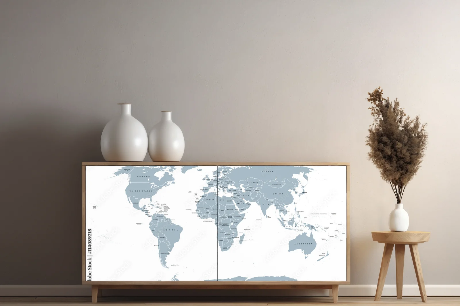 Globalna mapa polityczna w eleganckiej szarości