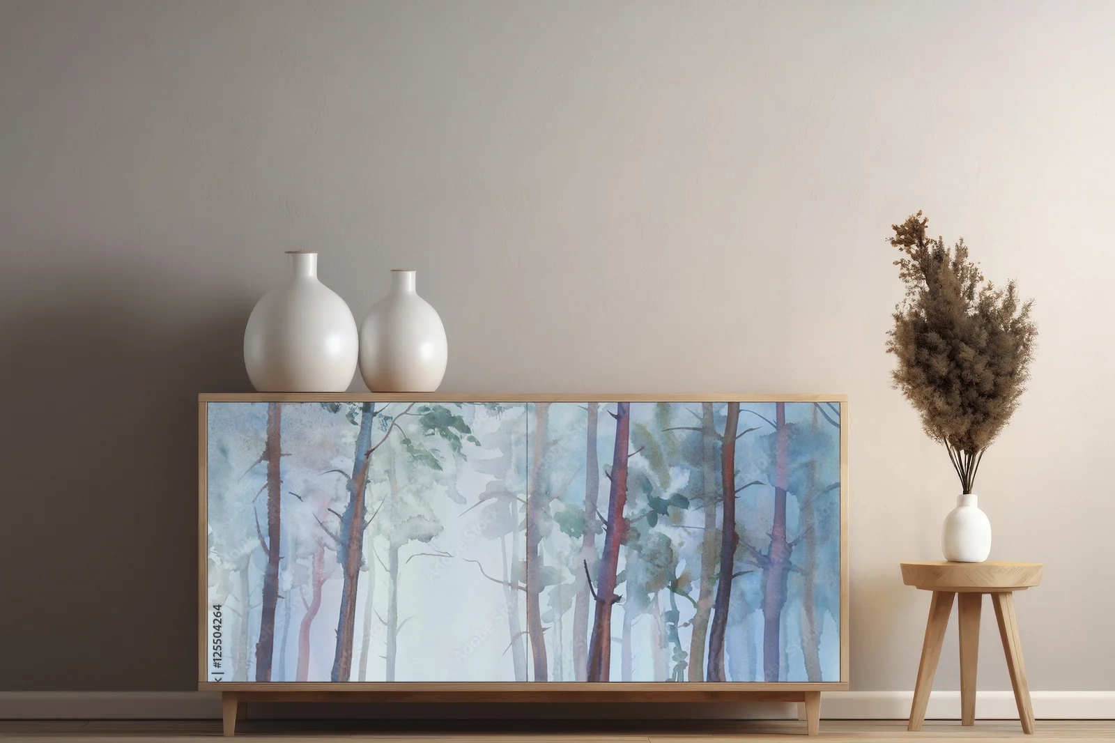 Misty forest in soothing watercolors