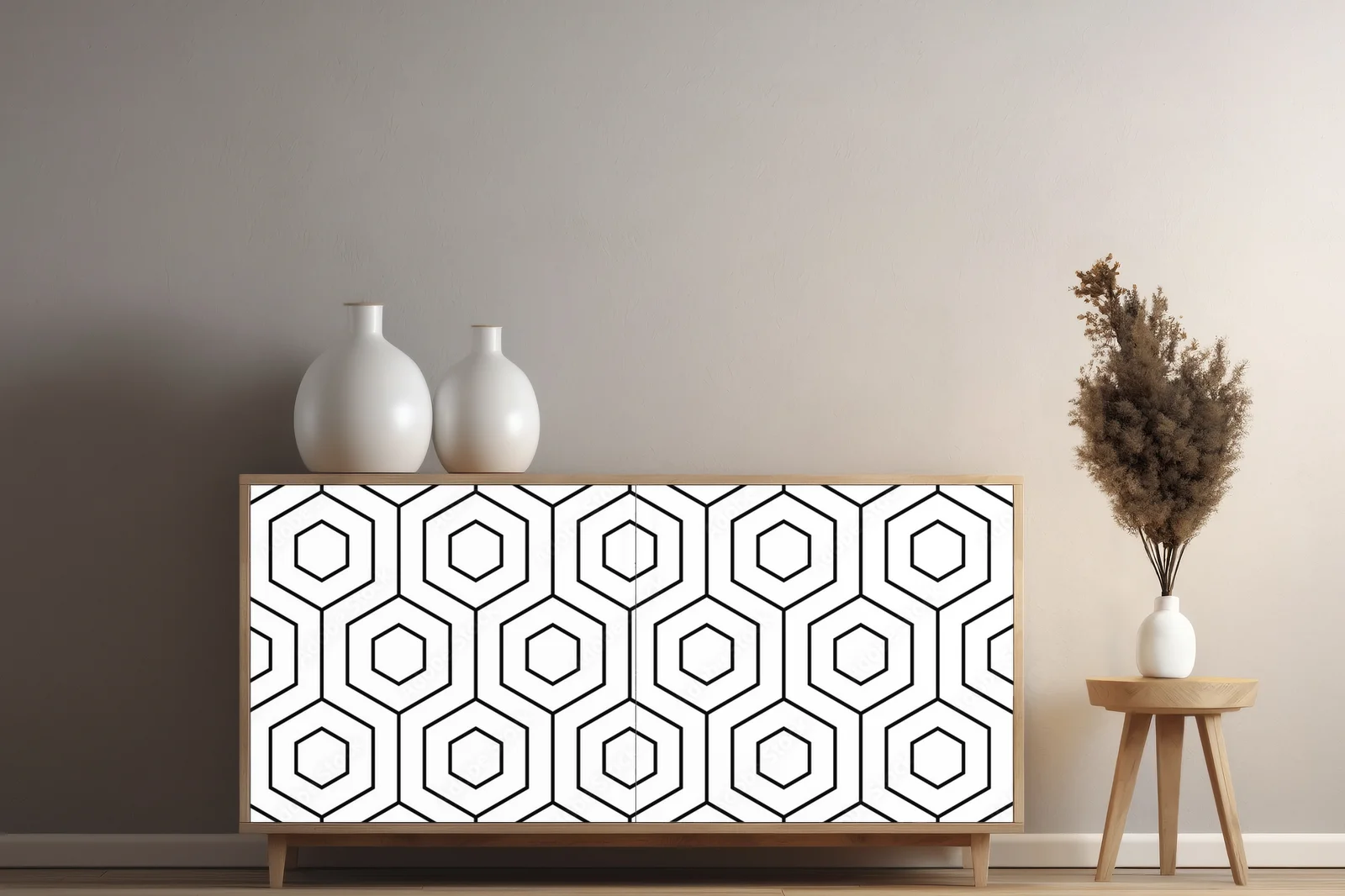 Monochromatyczna elegancja w geometrycznych formach