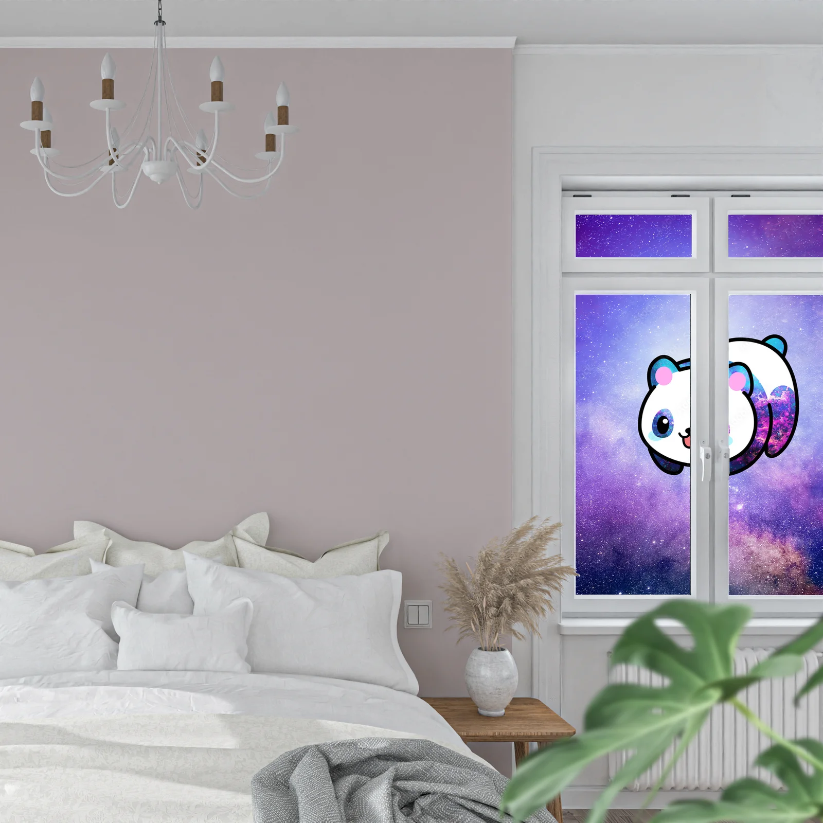 Kawaii panda w przestrzeni, rządząca wszechświatem