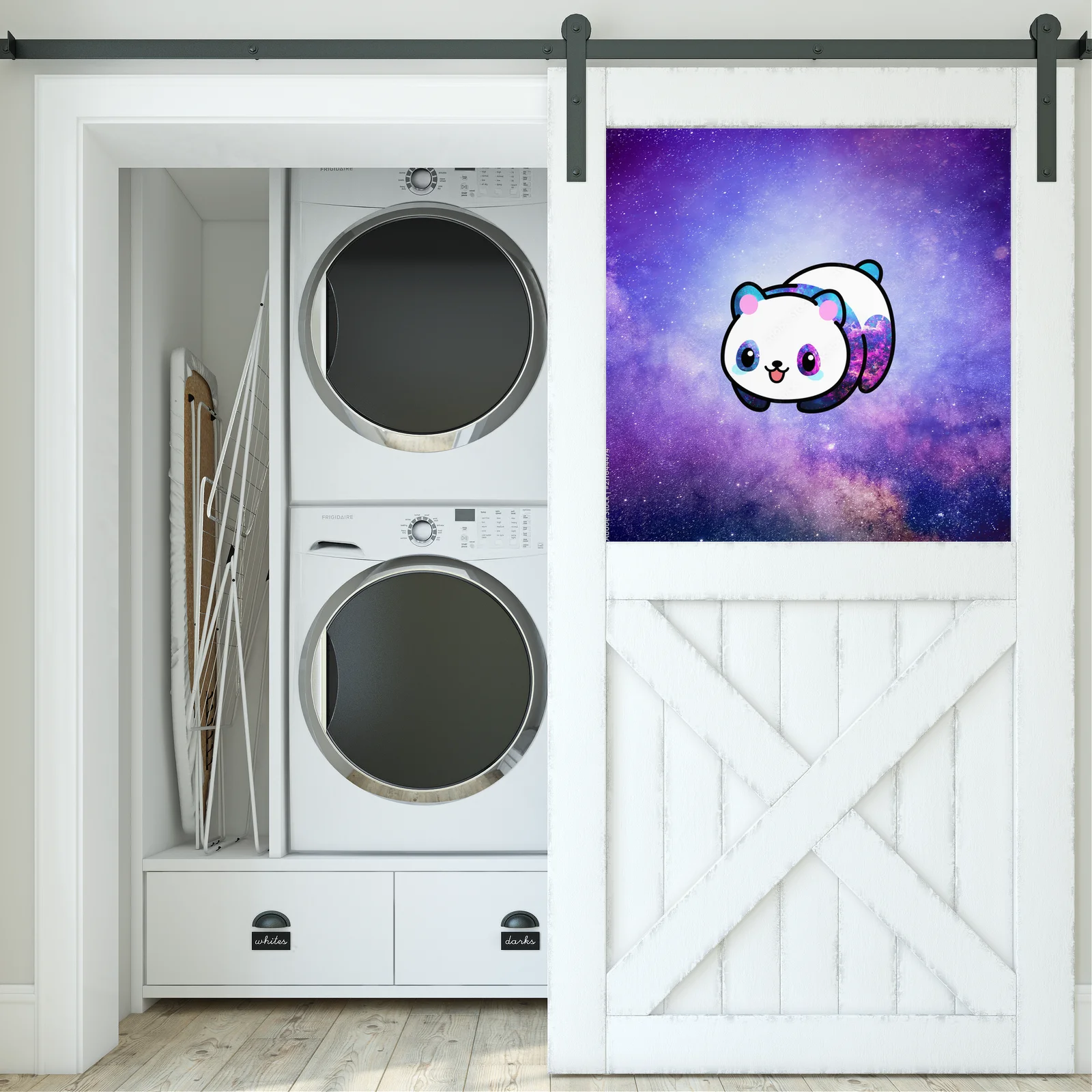Kawaii panda w przestrzeni, rządząca wszechświatem