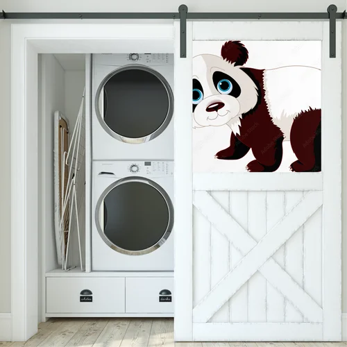 Radosny panda spacerujący w białej magii