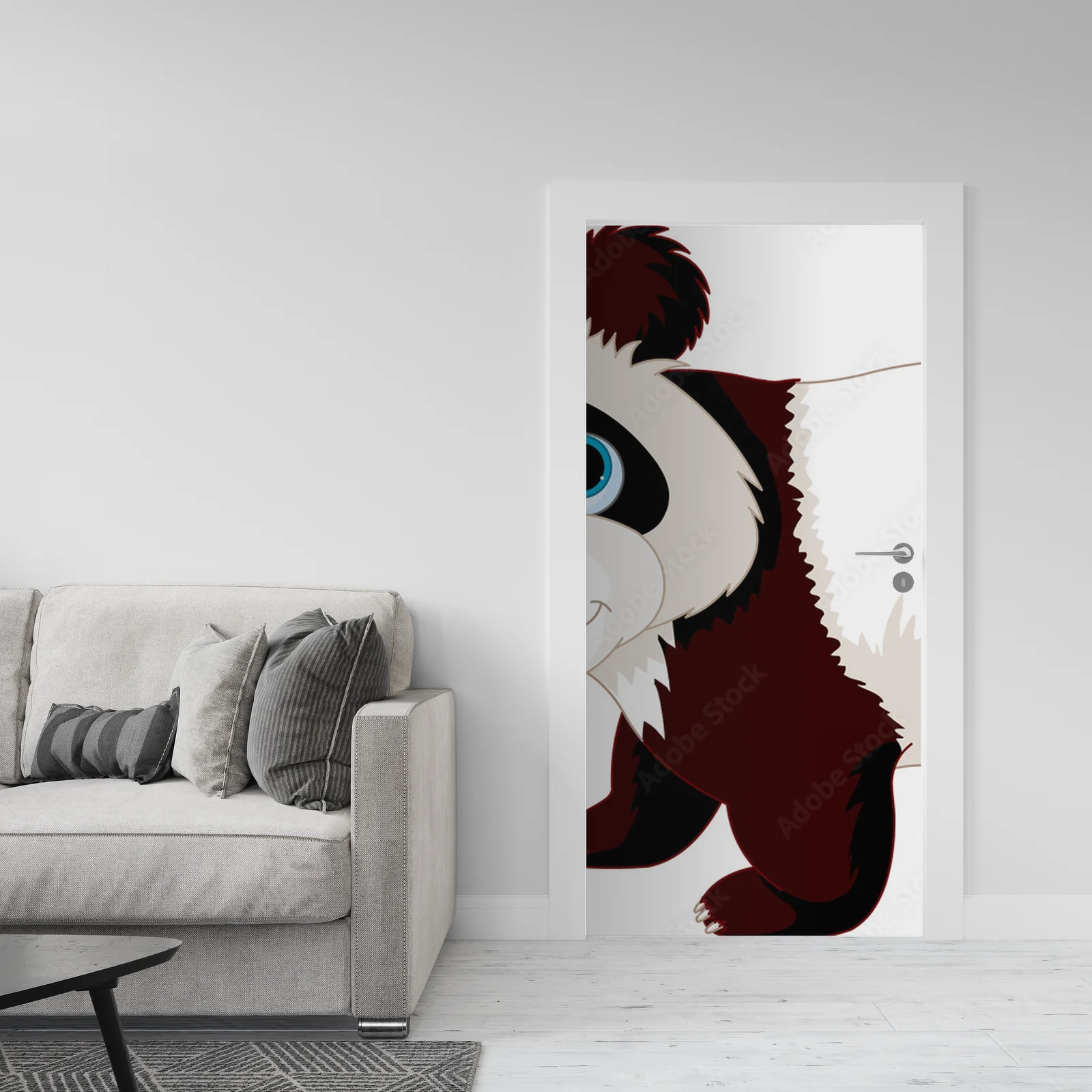 Radosny panda spacerujący w białej magii