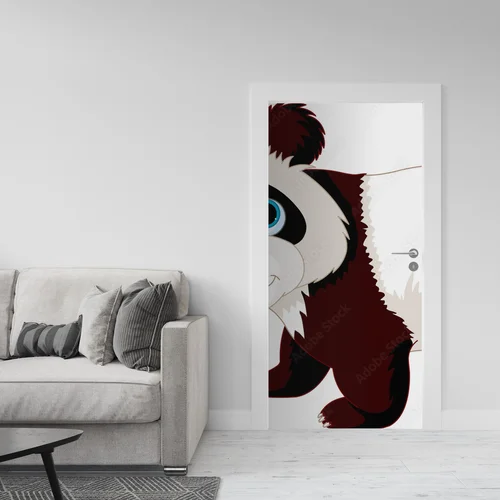 Radosny panda spacerujący w białej magii