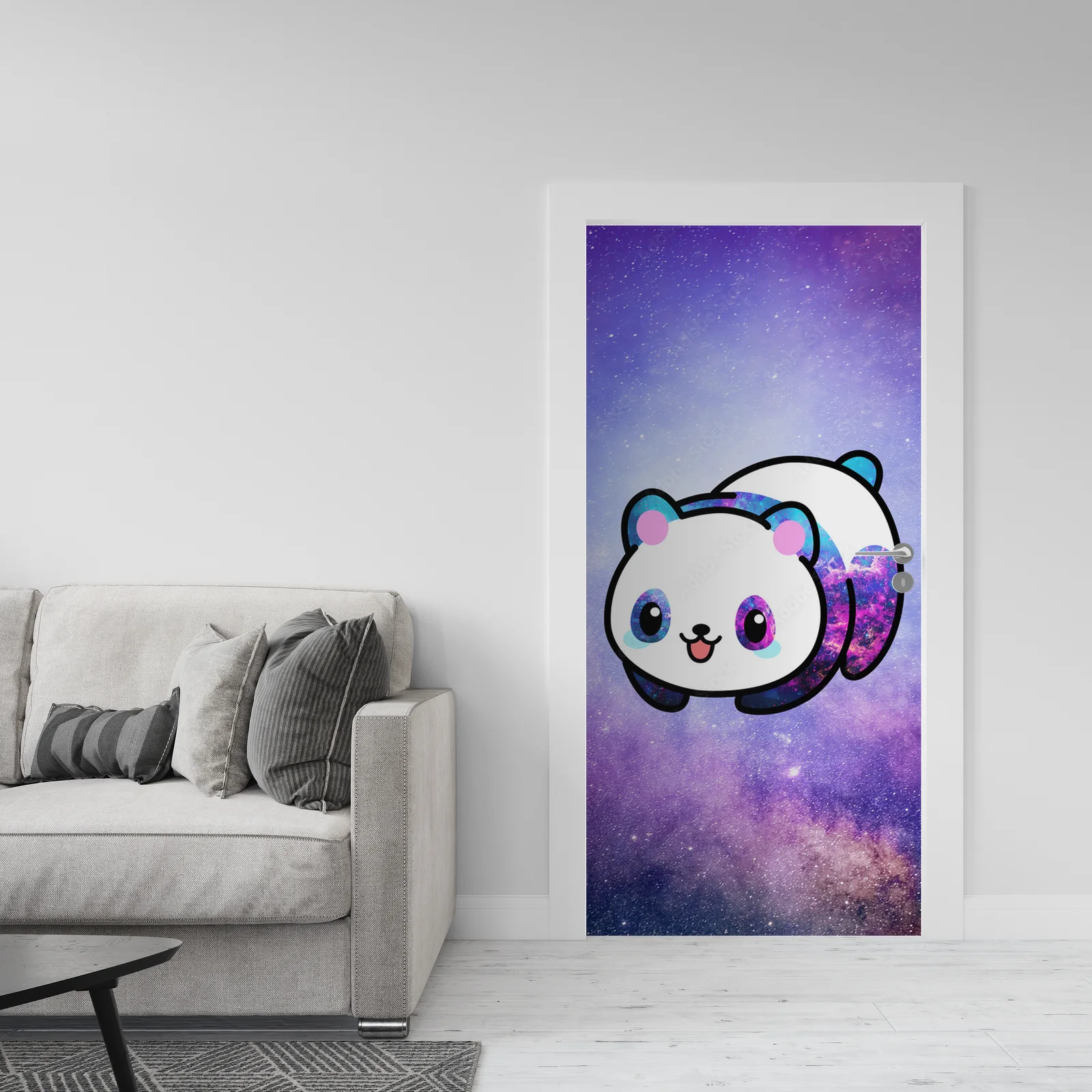 Kawaii panda w przestrzeni, rządząca wszechświatem