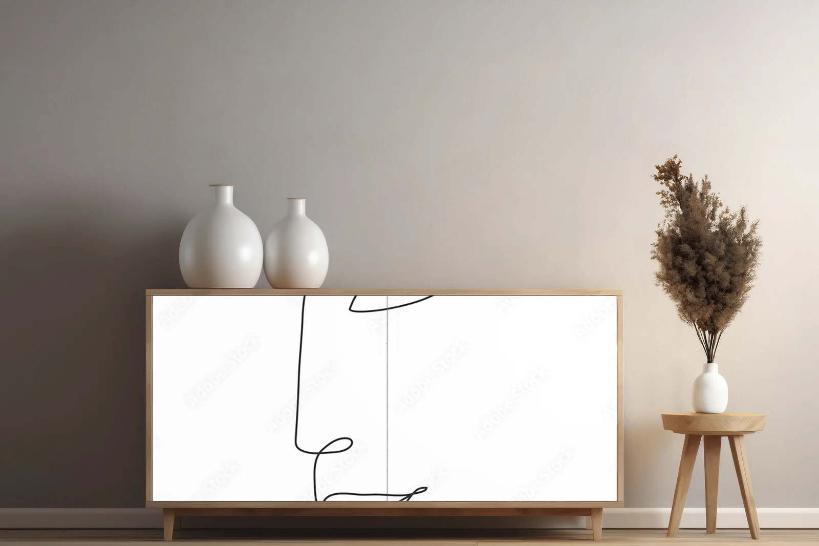 Splecione kształty kobiecej twarzy w minimalistycznym stylu