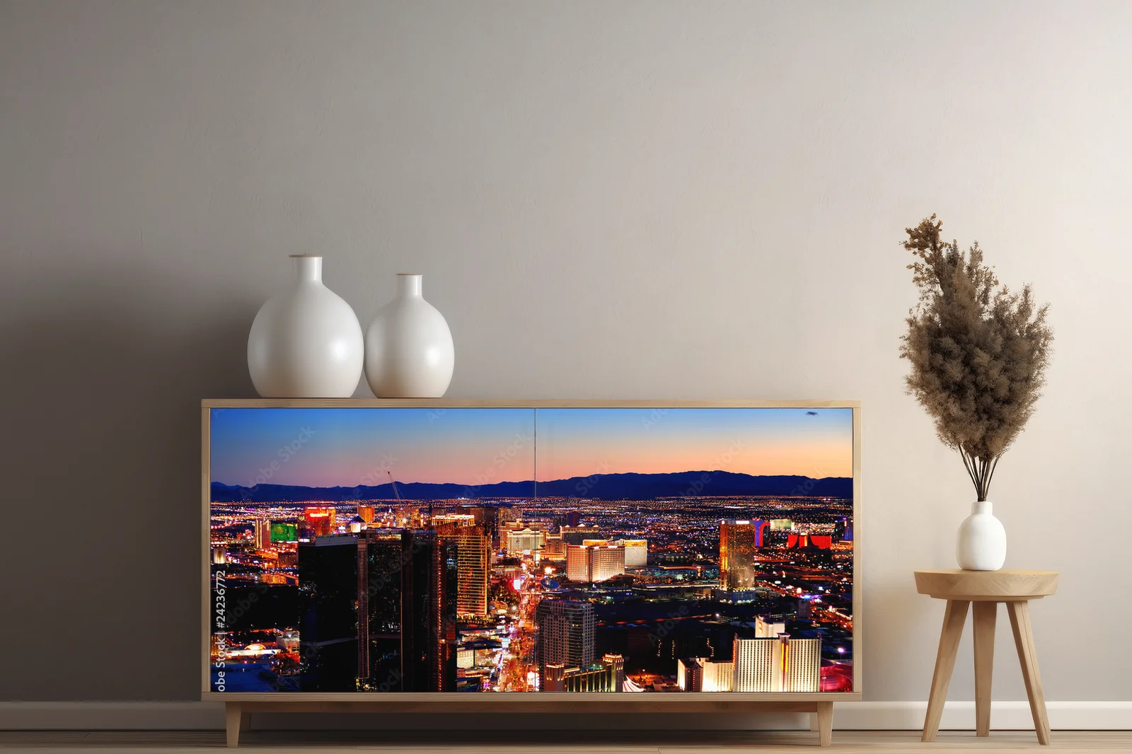 Nocna panorama miasta Las Vegas pełna magii