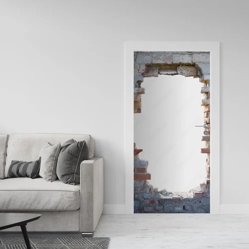 Otwór w ścianie z cegieł w minimalistycznej stylistyce