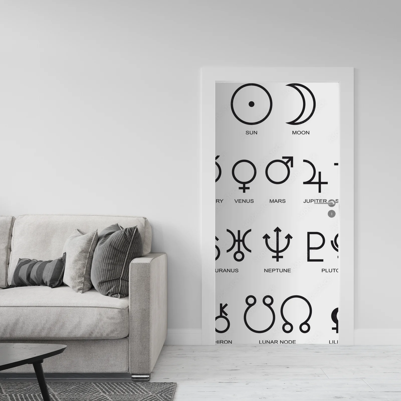 Symbolika planet astrologicznych w minimalistycznym stylu