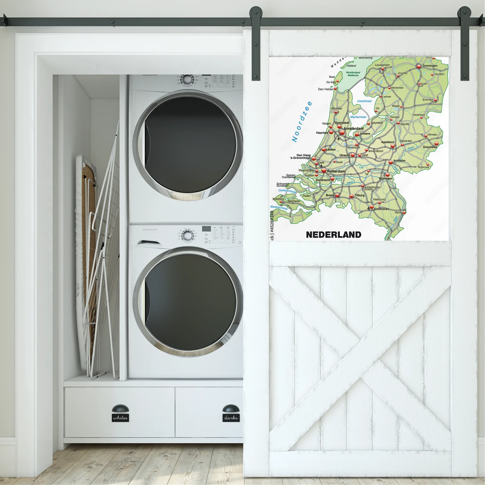 Malownicza mapa Holandii w zielonych tonach