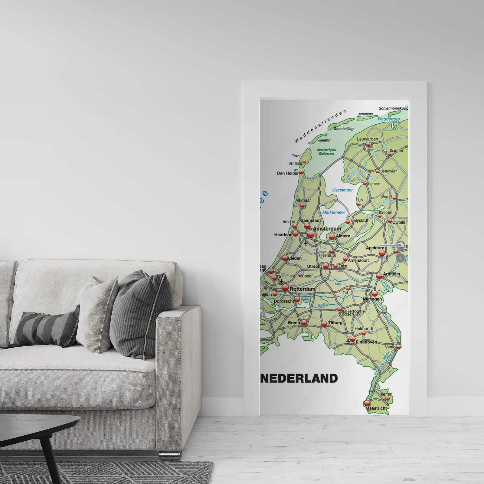 Malownicza mapa Holandii w zielonych tonach