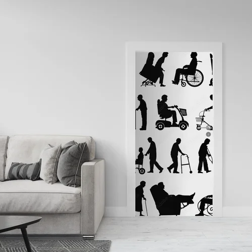 Silhouette starszych pokoleń w białym tle