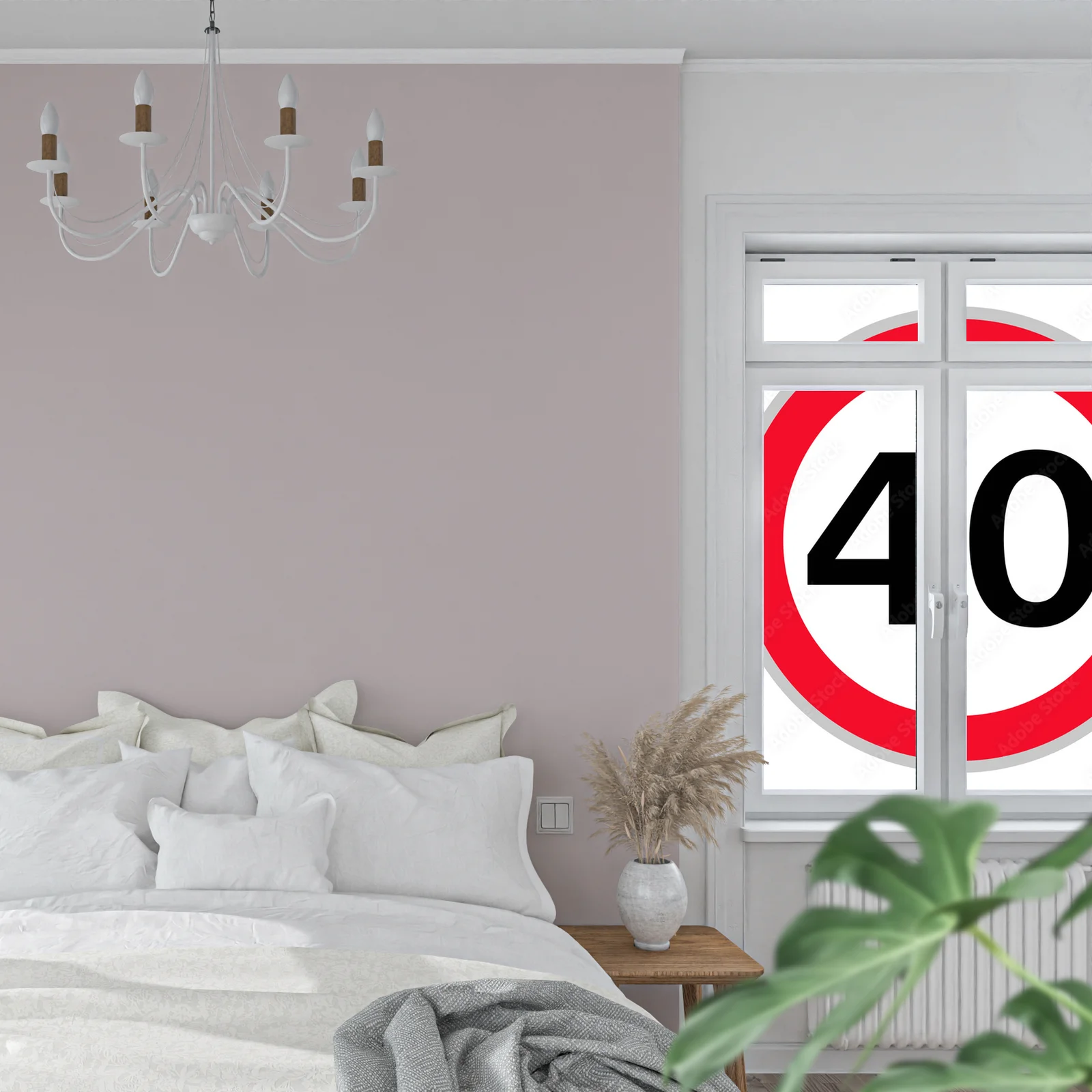 Znak drogowy 40 km/h w barwach bezpieczeństwa