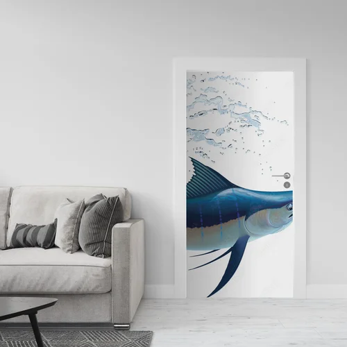 Fascynujący błękitny marlin w świetlistej bieli