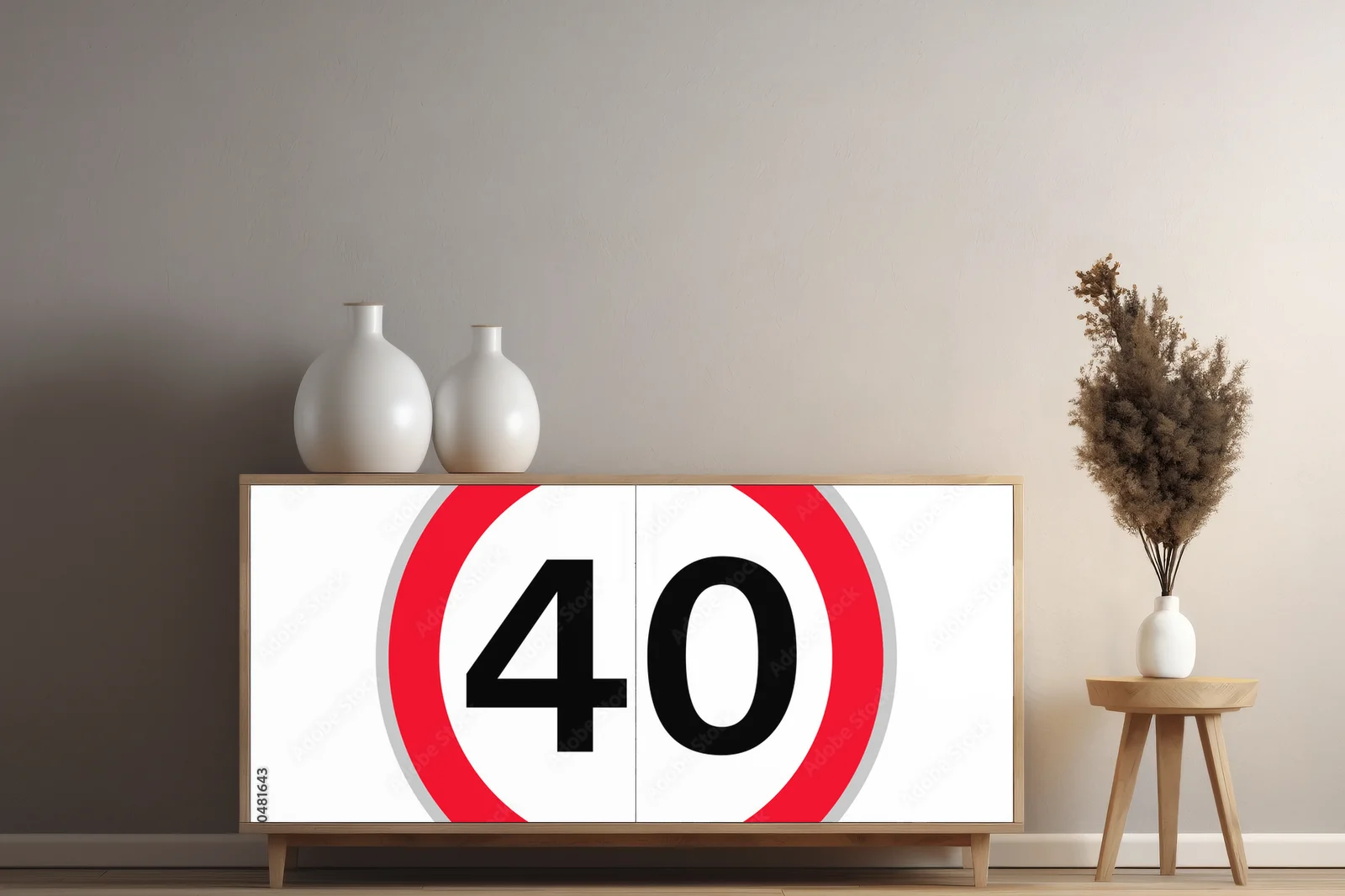 Znak drogowy 40 km/h w barwach bezpieczeństwa