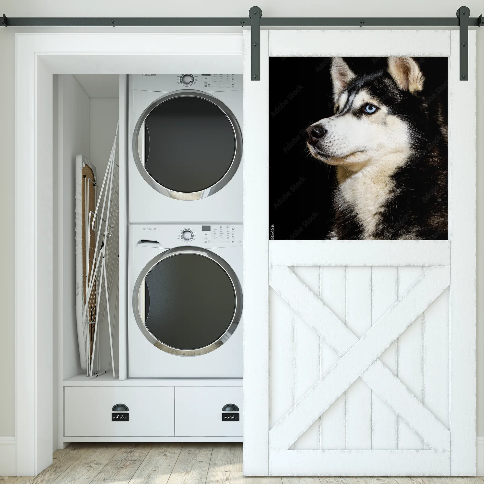 Siberian Husky w zjawiskowej scenerii nocnej
