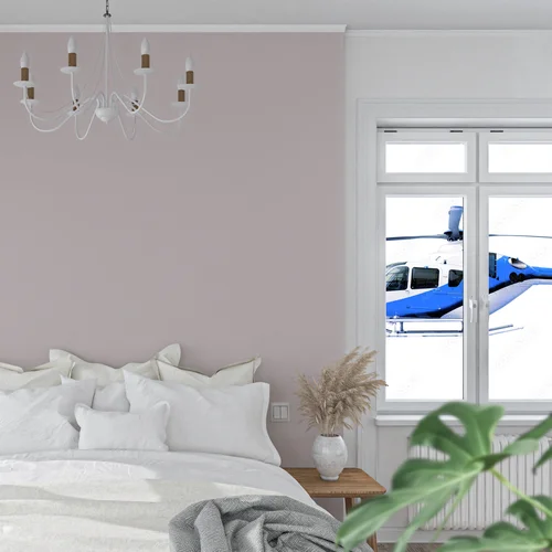 Niebieski helikopter w niewinnej bieli
