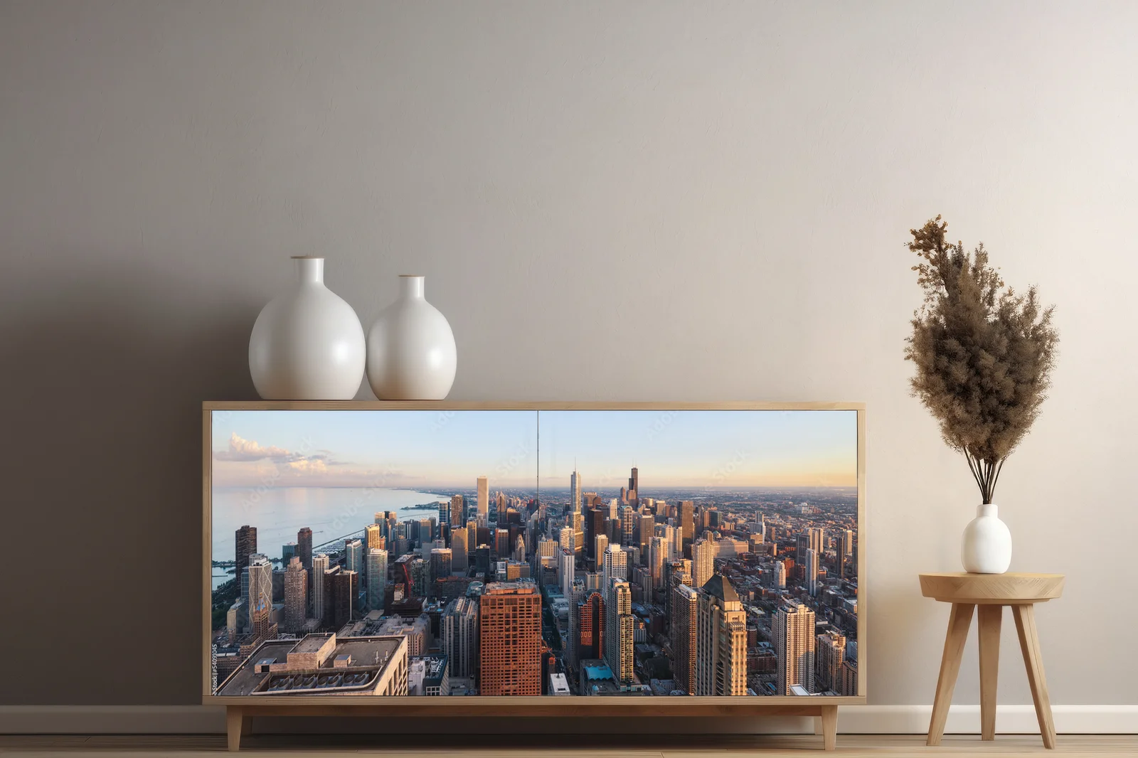 Panorama Chicagowskiego Nieboskłonu w Delikatnej Bieli