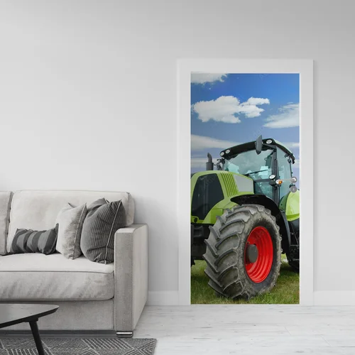 Współczesny traktor w odcieniach szarości i błękitu